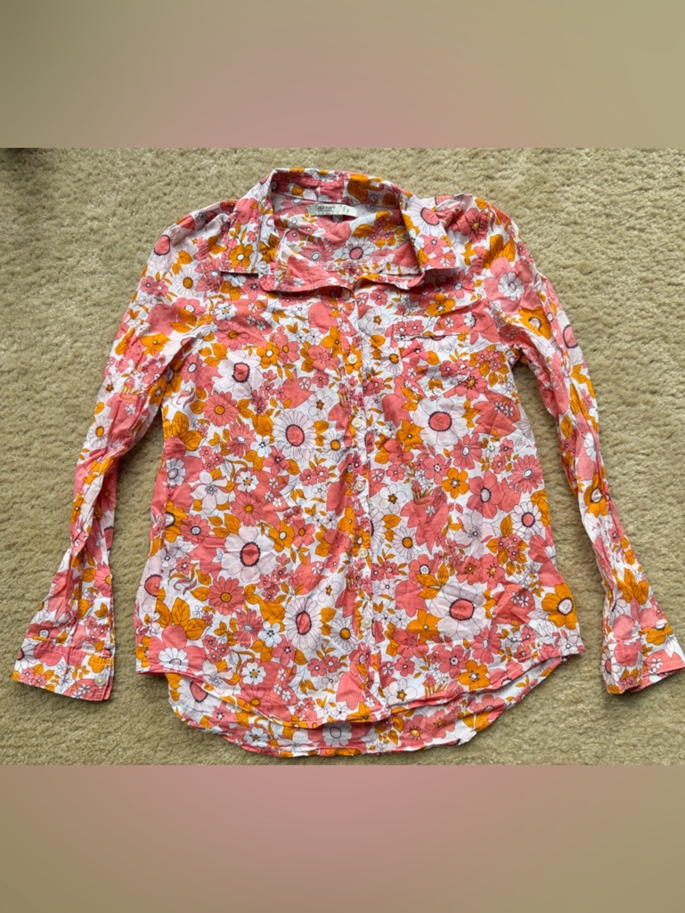 Old Navy Pink & Orange Floral Button-Down Shirt